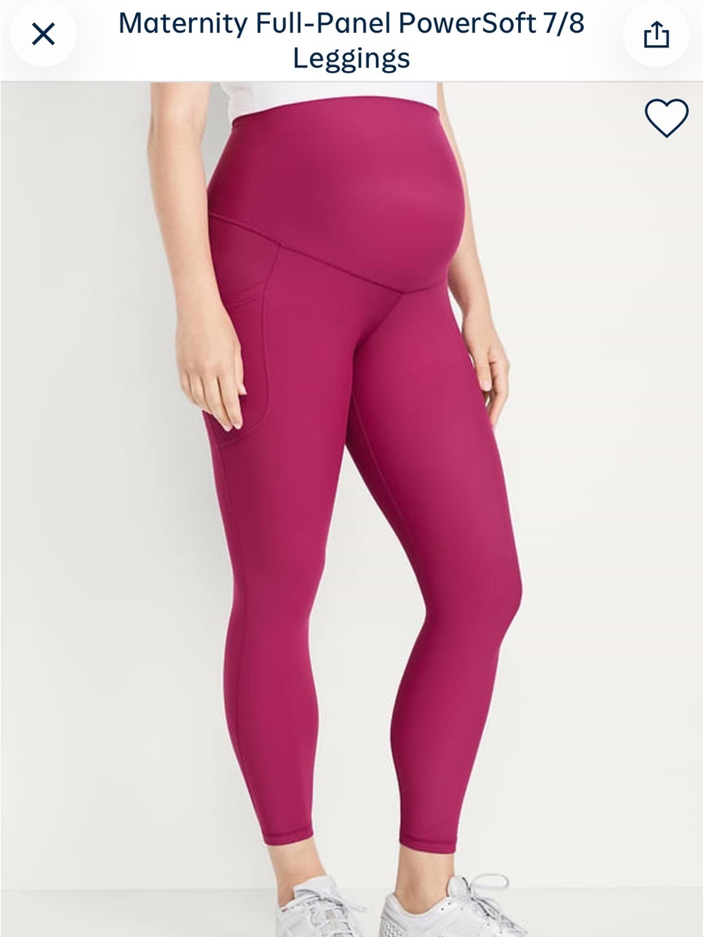 Old Navy Maternity full panel Powersoft Leggings in Berry Magenta Lacquer Sz M